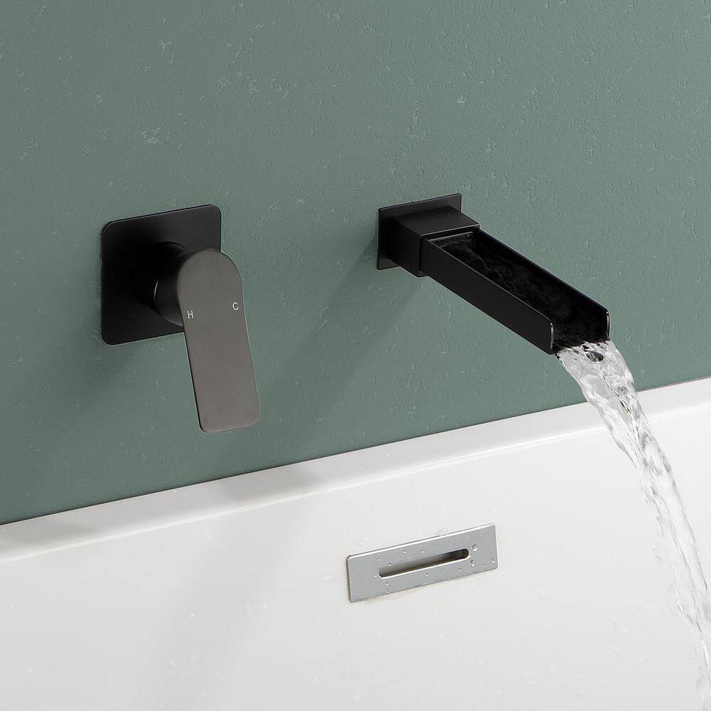 Nestfair Single-Handle Wall-Mount Roman Tub Faucet in Matte Black SMD2418B