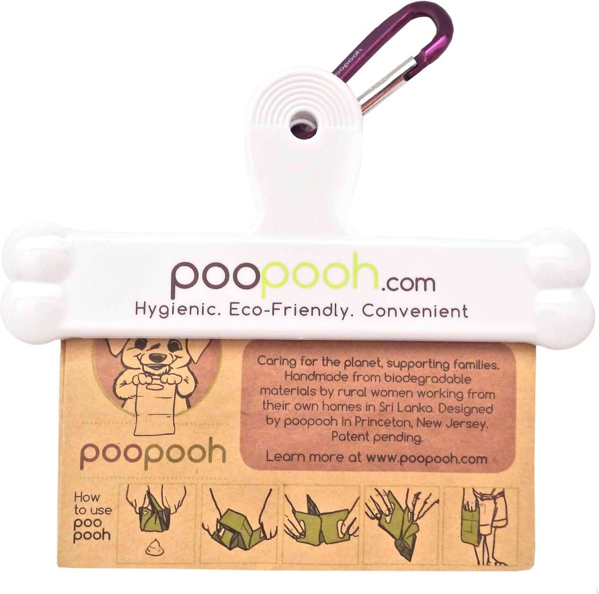 poopooh Biodegradable Dog Waste Bags and Bag Carrier Clip