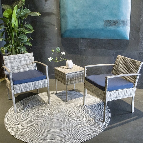 3-piece Outdoor Wicker Chat Set，Patio Chairs - Overstock - 35865432