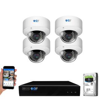 GW Security 4-Channel 5MP Security Surveillance System NVR with 4-Camera 2.8-12 mm Varifocal Zoom Lens 100 ft. Night Vision 1TB HDD GW5MP55NP-71-4PK