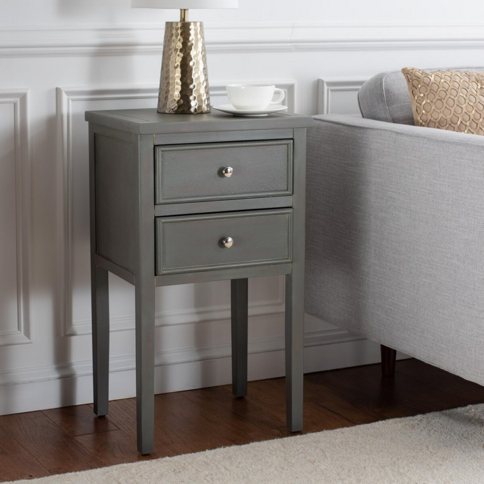 Ibis End Table With Storage Drawers Ash Gray   Transitional   Side Tables And End Tables   by AED Luxury Home Decor  Houzz