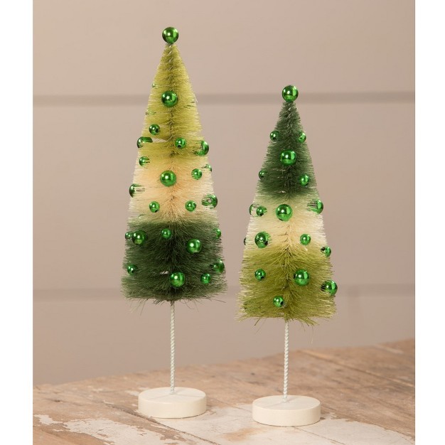 Saint Patricks Green Tri Color Bottle Brush Trees Two Trees 9 5 Inches St Patrick x27 s Day Spring Lc9546 Sisal White