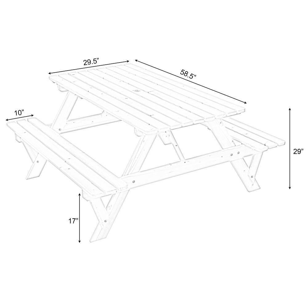 GARDENISED Outdoor Wooden Patio Deck Garden 6-Person Picnic Table for Backyard Garden Stained QI004434.ST