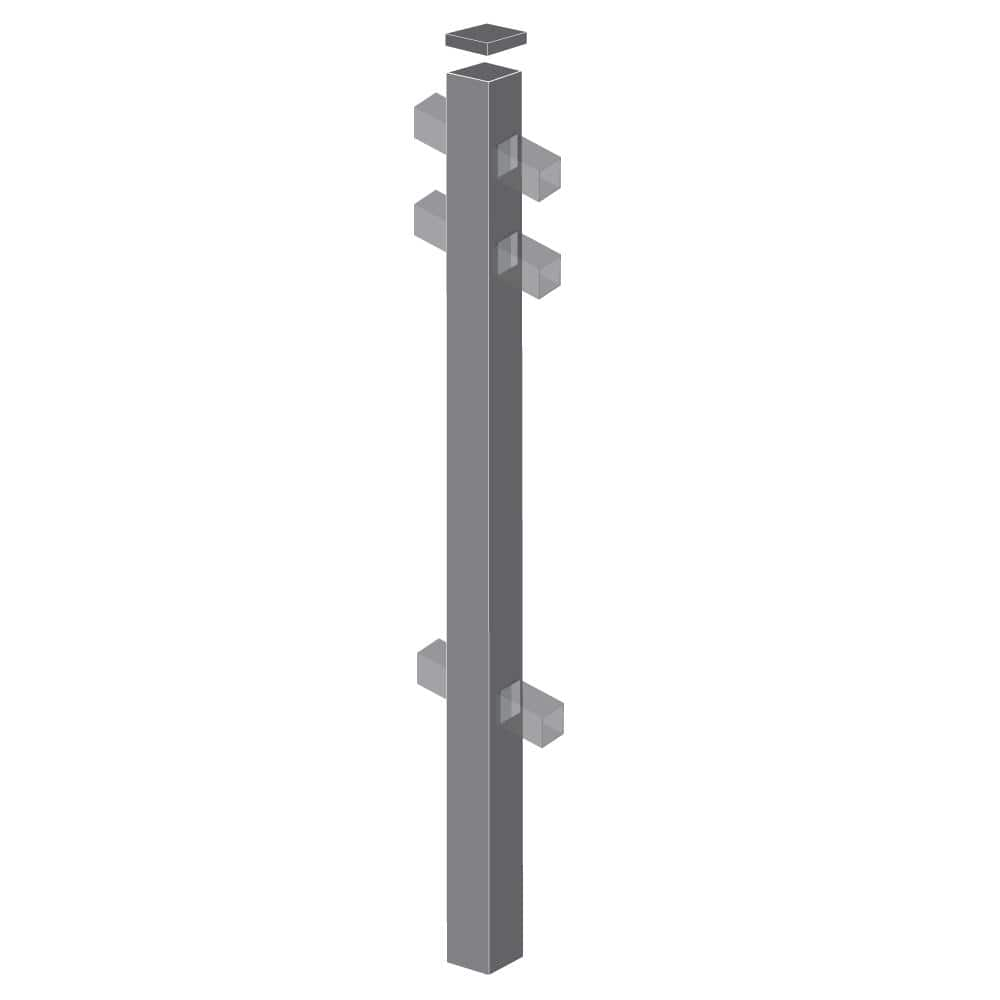 Barrette Outdoor Living Natural Reflections 2 in. x 2 in. x 6-7/8 ft. Pewter Standard-Duty Aluminum Fence Line Post 73008714