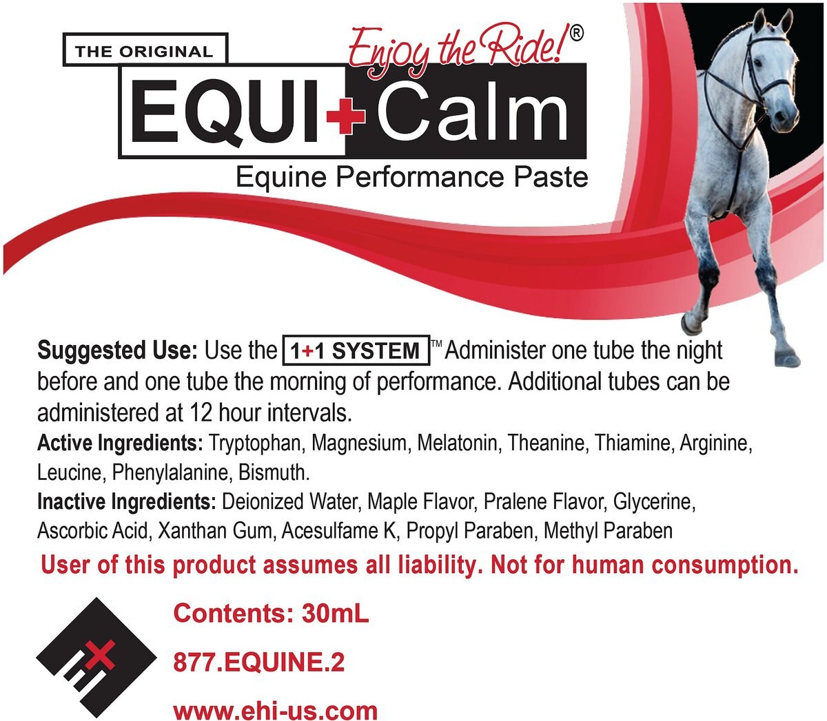 Equine Healthcare International Equi+Calm Molasses Flavor Paste Horse Supplement， 30-cc syringe