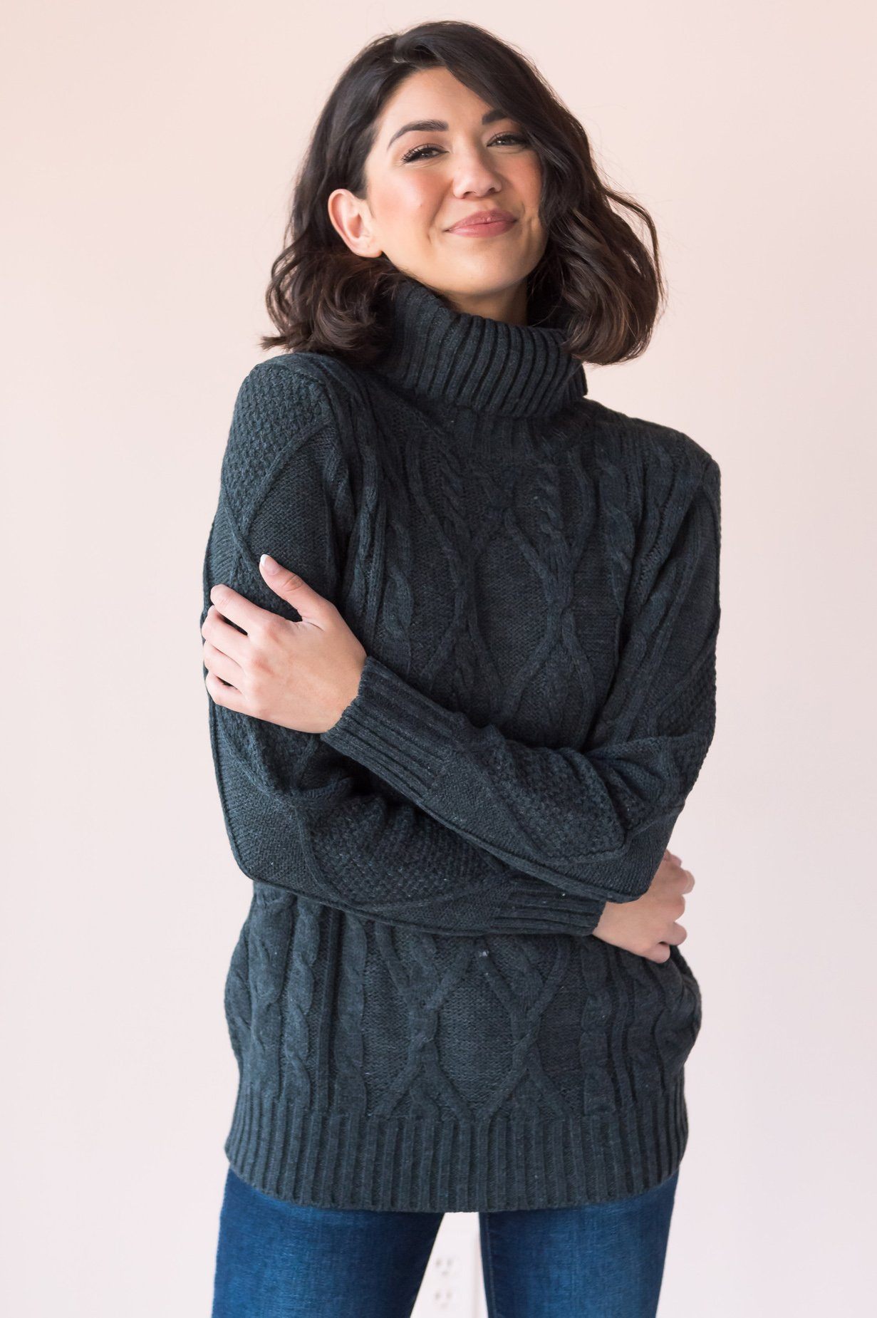 Spiced Smiles Modest Turtleneck Sweater