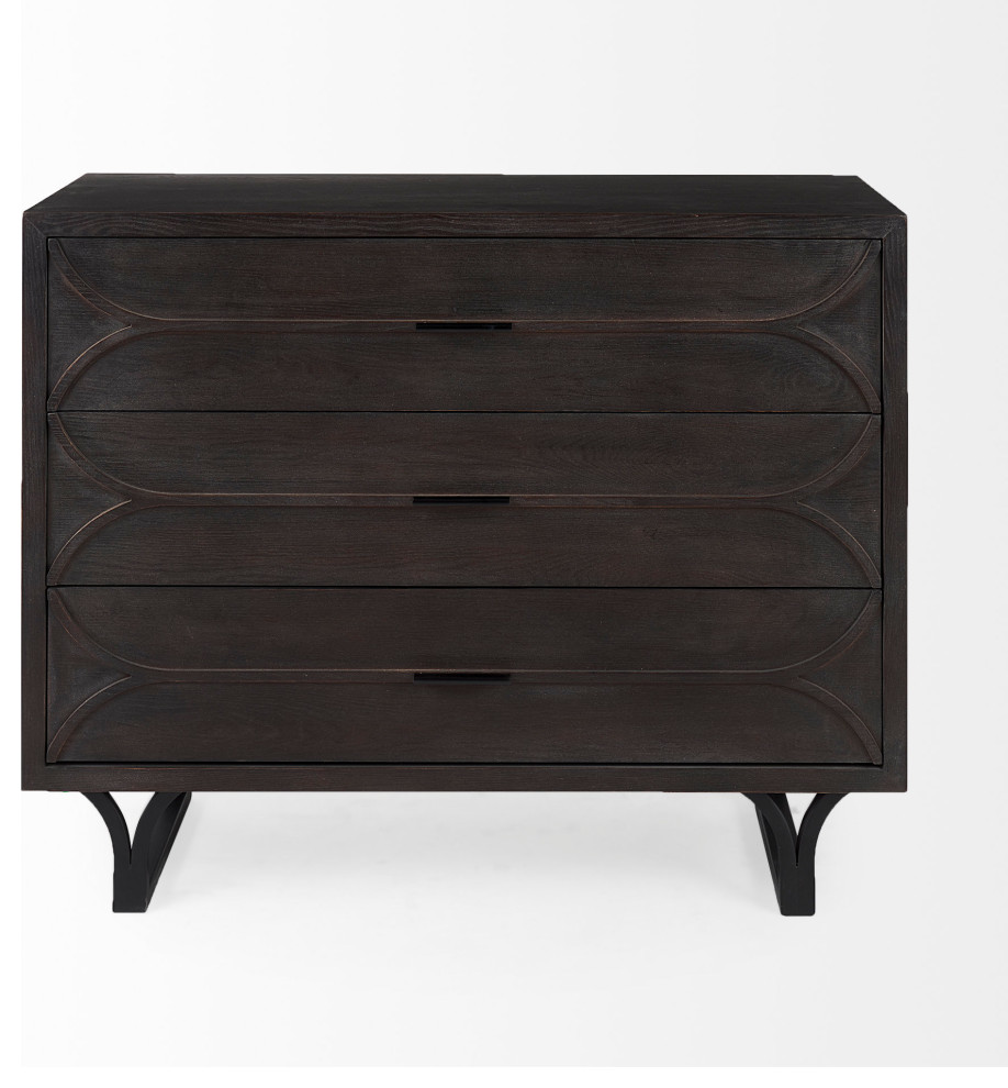 Giselle Dark Brown Wood With Black Iron Frame Accent Cabinet   Industrial   Accent Chests And Cabinets   by Mercana  Houzz