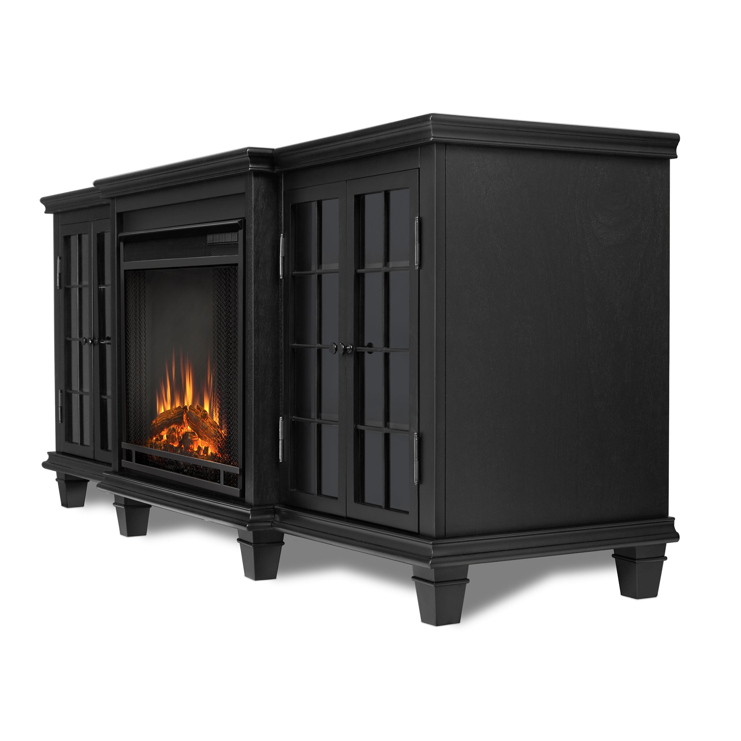 Marlowe Electric Entertainment Fireplace in Black by Real Flame