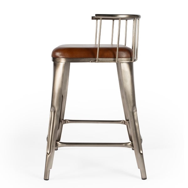 Butler Coriander Iron and Leather Counter Stool