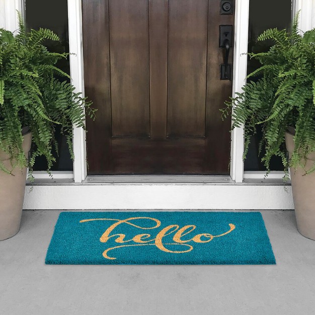 Mdesign Entryway Doormat With Natural Fibers Decorative Script