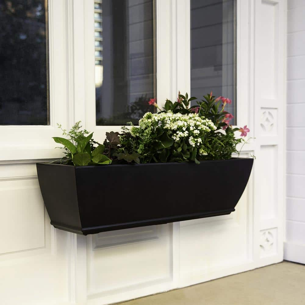 Mayne Acadia 36 in. x 11 in. Self-Watering Black Polyethylene Window Box 5917-B