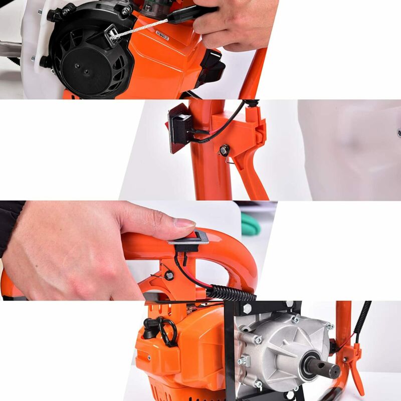 EAYSG 62cc Post Hole Digger 2 Stroke Post Hole Auger Gas Powered Earth Auger with 3 Replacement Drill Bits(5