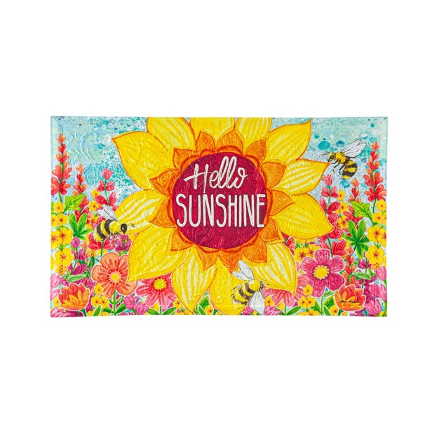 Evergreen Hello Sunshine Embossed Indoor Outdoor Doormat Home Decor