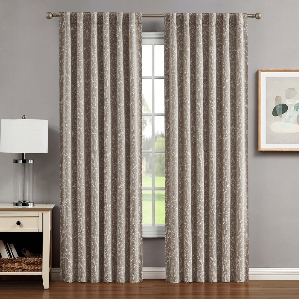 Creative Home Ideas Collins Blackout Window Curtain  Room Darkening  Thermal Insulated  Branch  Back Tab  2 Panels  2 Tiebacks