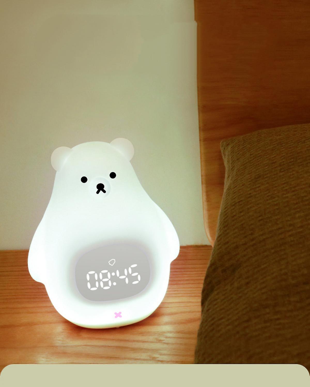 Cute Child Alarm Clock Silicone Bear Led Night Light Digital Clock