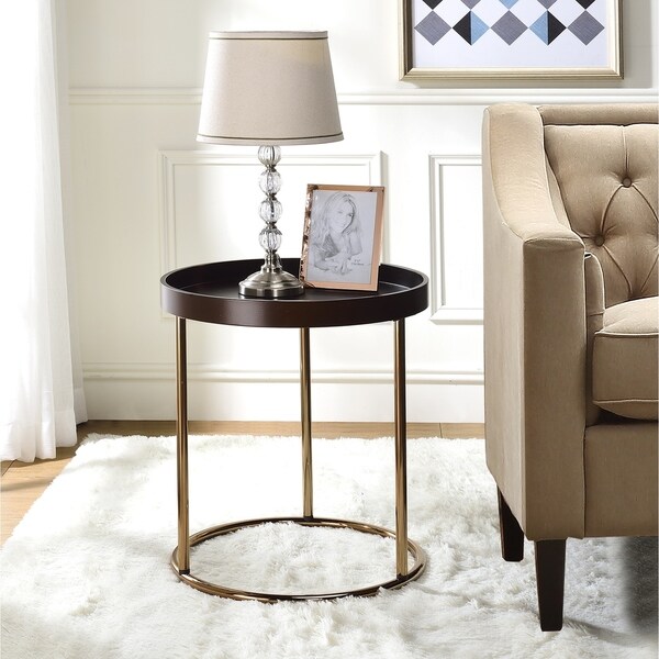 Silver Orchid Bruns Round Espresso Tray Table