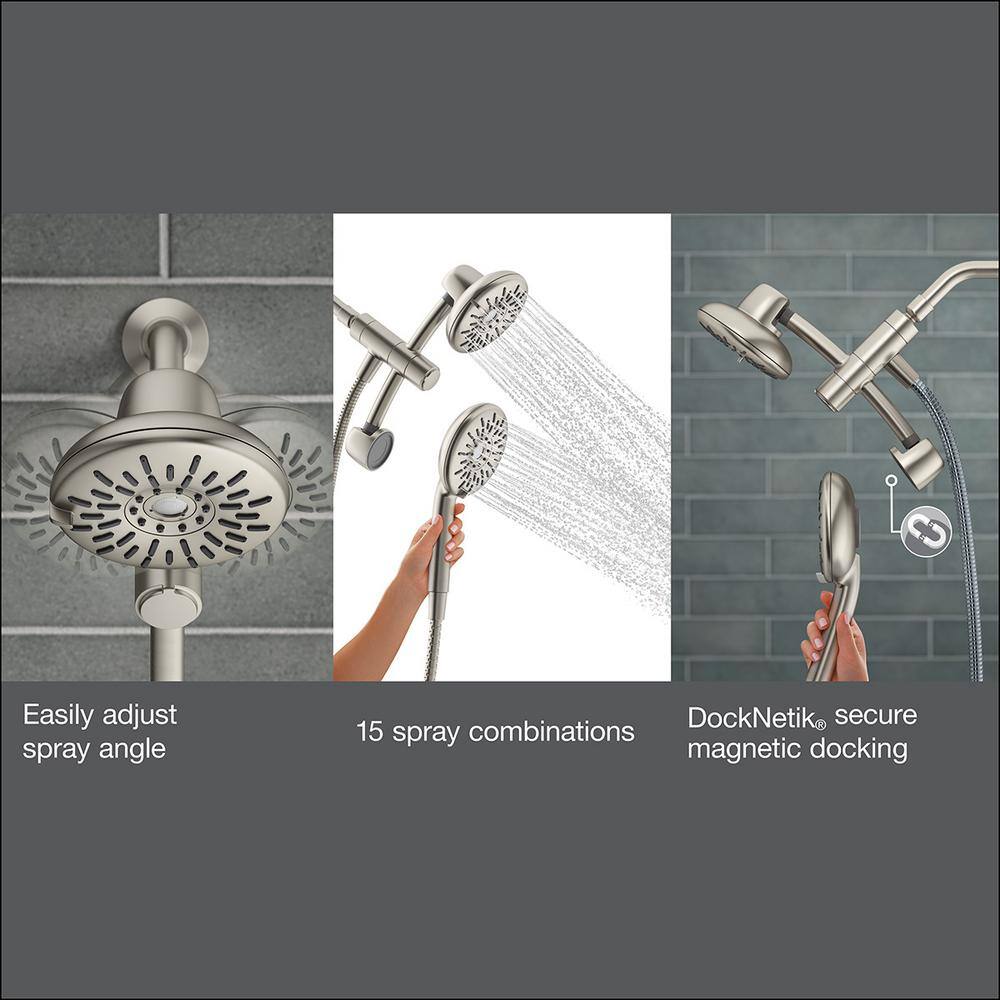 KOHLER Freespin Bellerose 3-Spray Patterns 5.25 in. Wall Mount Dual Shower Heads in Vibrant Brushed Nickel K-R21117-G-BN