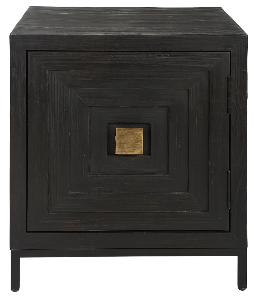 Uttermost Aiken Geometric Cabinet / End Table   Industrial   Side Tables And End Tables   by Hudson Home Decor  Houzz