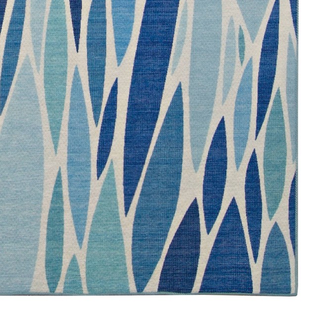 Careen Washable Outdoor Rug Blue ivory Linon