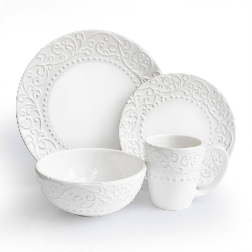 16-Piece Solid White Ceramic Dinnerware Set (Service for 4) 1567113-rb