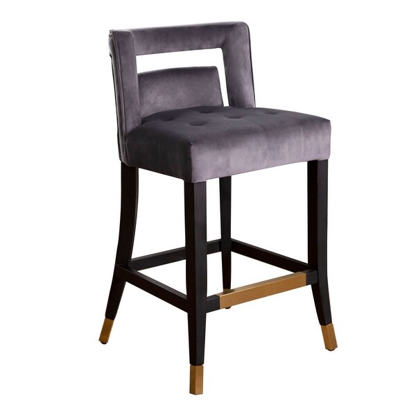 Abbyson Jemma Velvet Counter Stool with Gold Accents