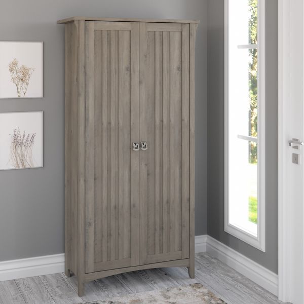 Bush Furniture Salinas Tall Storage Cabinet with Doors in Driftwood Gray