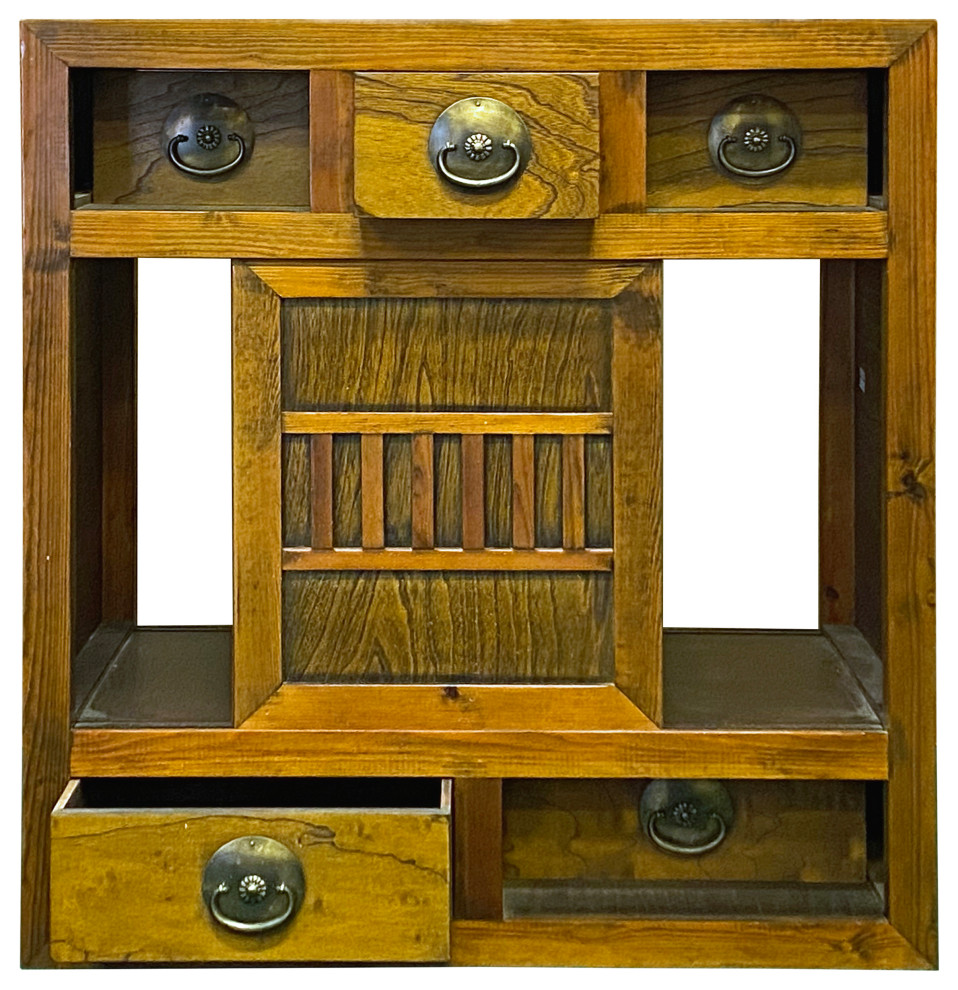 Natural Wood Zen Japanese 2 Sides Access Tansu Chest Cabinet Hcs7672   Asian   Accent Chests And Cabinets   by Golden Lotus Antiques  Houzz