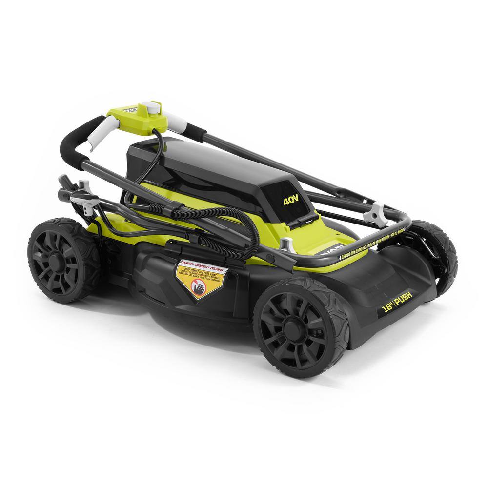 RYOBI 40-Volt 18 in. 2-in-1 Cordless Battery Walk Behind Push Lawn Mower with 6.0 Ah Battery and Charger RY401101