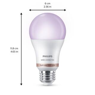 Philips 60-Watt Equivalent A19 LED Smart Wi-Fi Color Changing Smart Light Bulb powered by WiZ  Google Home Mini  (2-Pack) 562702