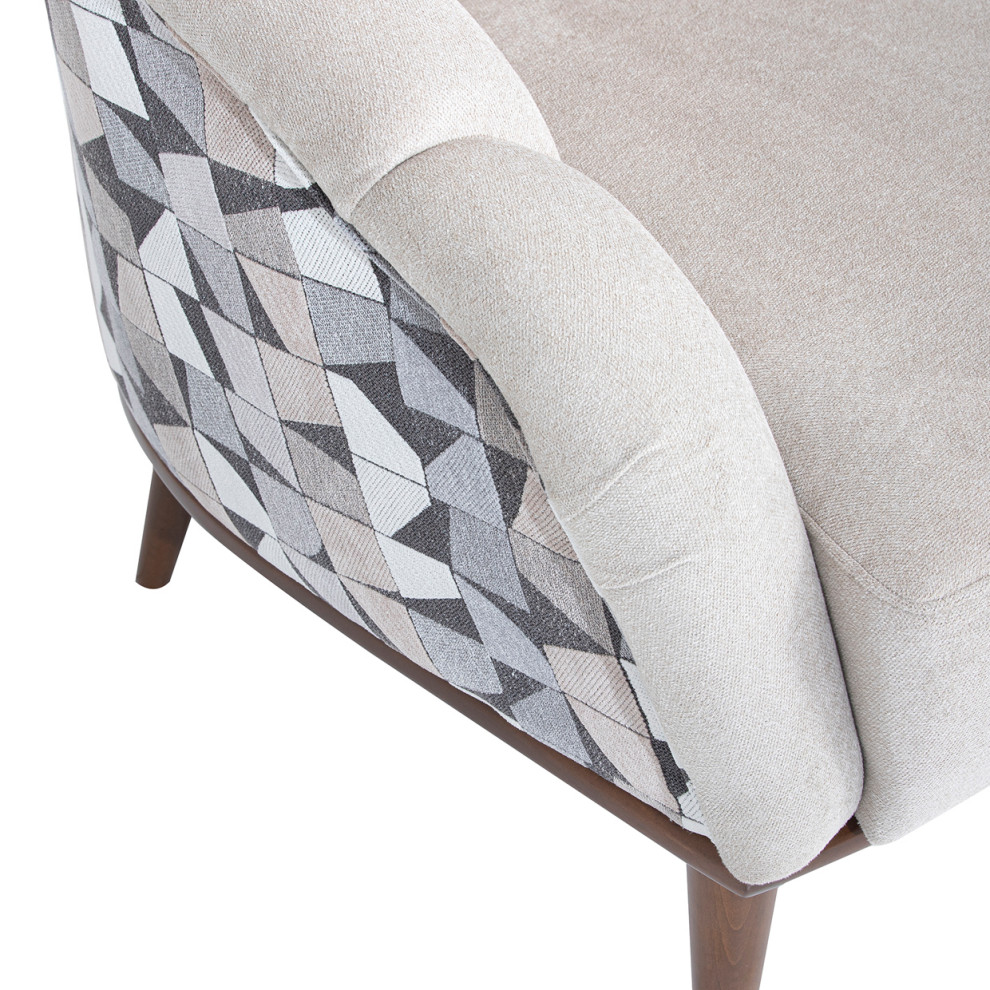 Michael Amini Balboa Chenille Accent Chair   Beach Gray/Warm Walnut   Midcentury   Armchairs And Accent Chairs   by Michael Amini  Houzz