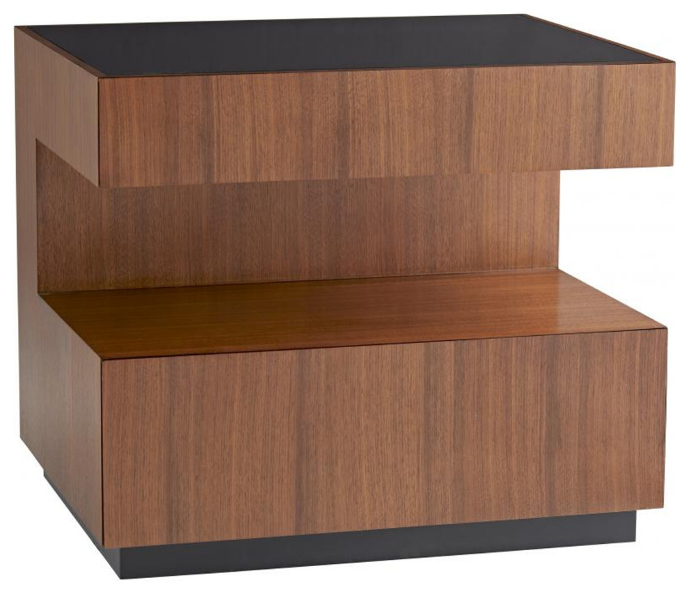 Geron End Table  Satin Walnut  Square  28 quotW (5649 3MNN8)   Transitional   Side Tables And End Tables   by Lighting Reimagined  Houzz