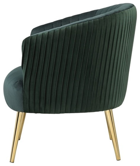 Accent Chair with Channel Stitching and Metal Legs Green   Contemporary   Armchairs And Accent Chairs   by Homesquare  Houzz