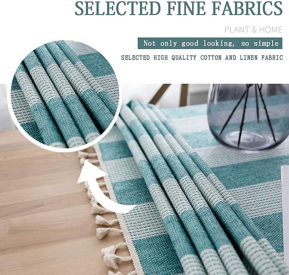 Tablecloth Modern Fashion Spliced Striped Tablecloth Washable Dust-proof Cotton Linen Stitching Tassel Table Cloth For Rectangle Tables Dining (stripe