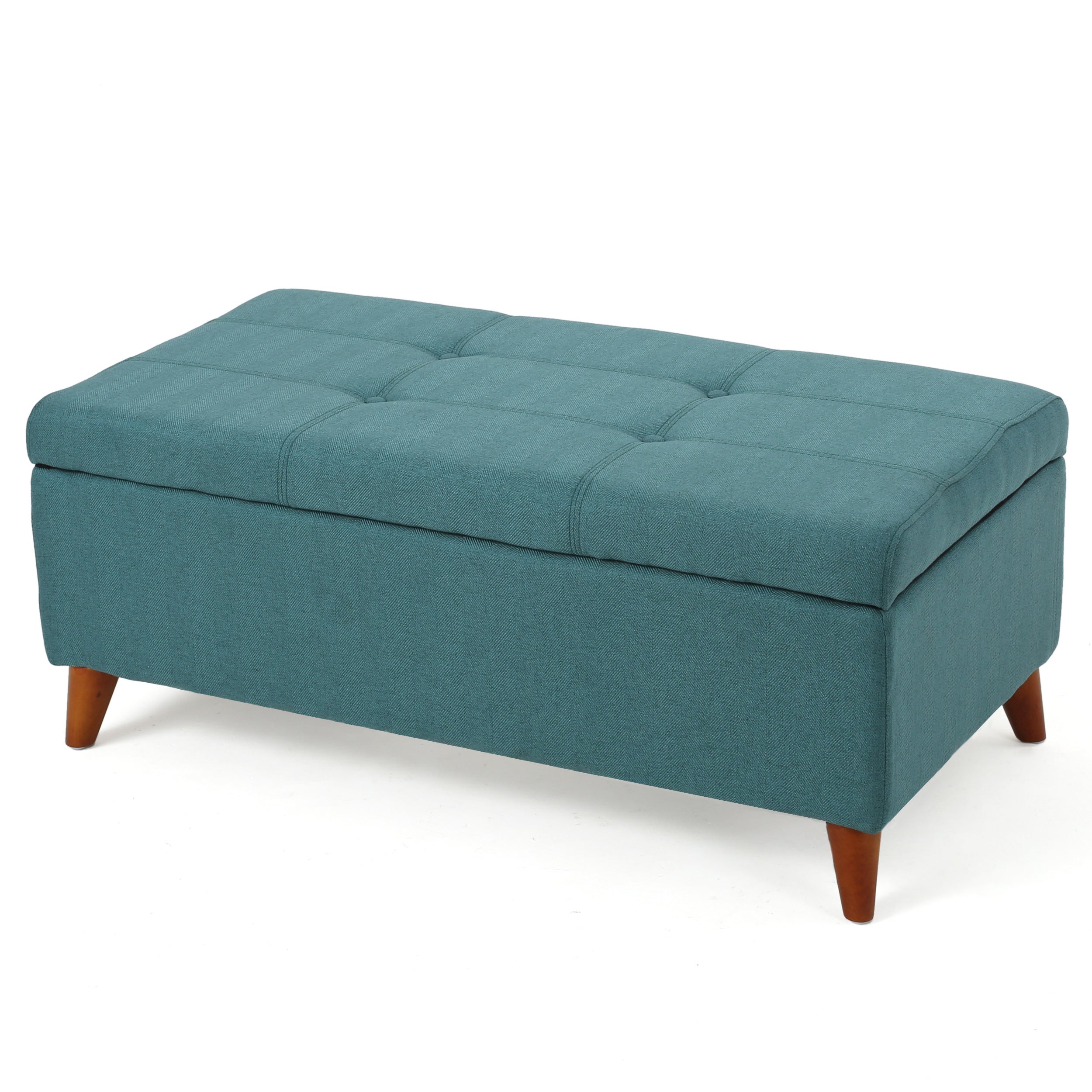 Etoney Mid-Century Modern Button Tufted Fabric Storage Ottoman Bench