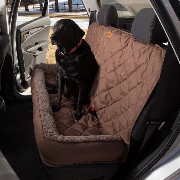 3 Dog Pet Supply Car Seat Protector with Fleece Bolster， Large， Chocolate