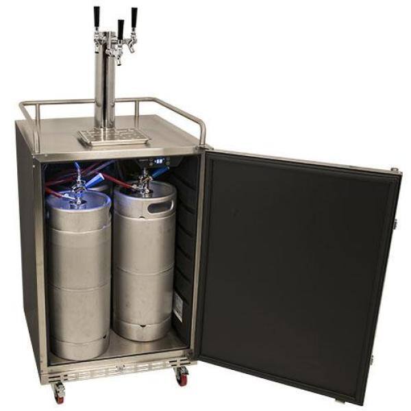 EdgeStar Triple Tap 24 in. Oversized Beer Keg Dispenser with Electronic Control Panel in Stainless Steel KC7000SSTRIP