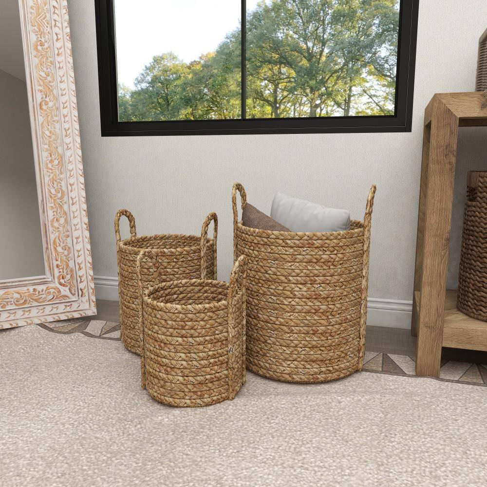 Litton Lane Seagrass Handmade Woven Storage Basket with Handles (Set of 3) 84428