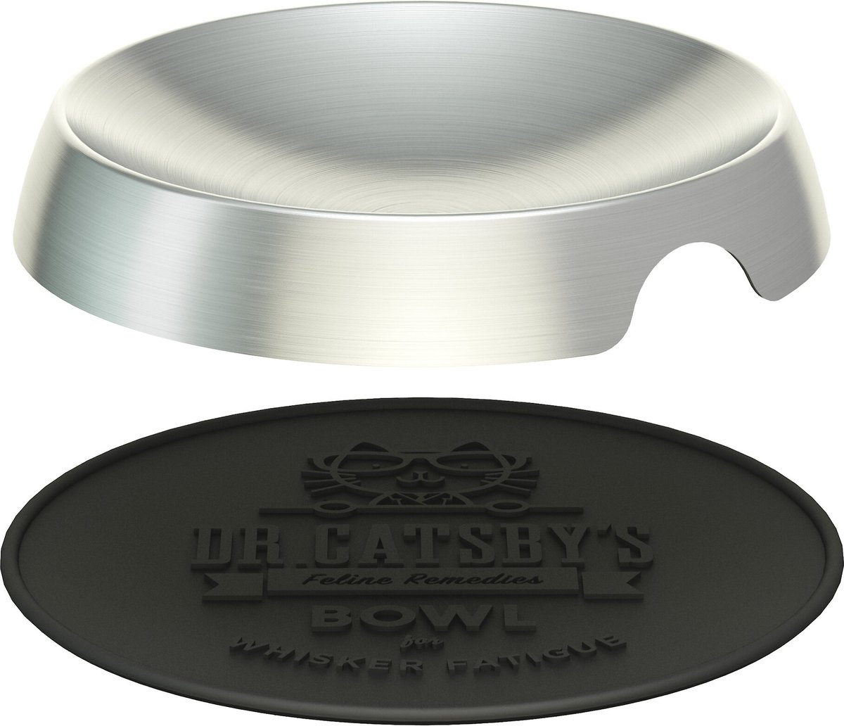 Dr. Catsby's Whisker Relief Non-Skid Stainless Steel Cat Bowl， 1.5-cup