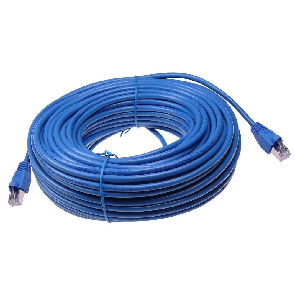 NTW 100 ft. Cat6a Snagless Shielded (STP) Network Patch Cable Blue 345-S6A-100BL