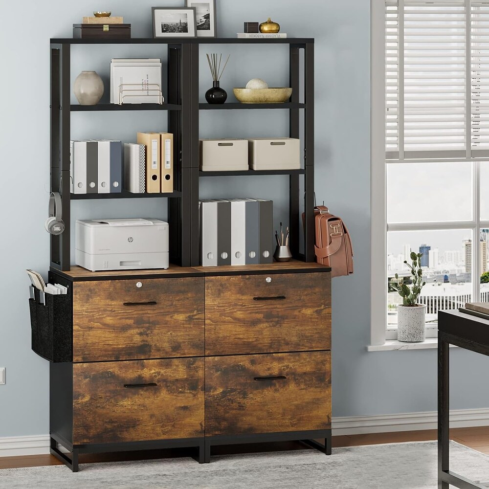 2 Drawer File Cabinet with Lock Adjustable Storage Shelf