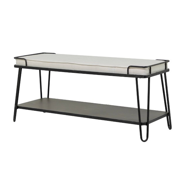 Industrial Upholstered Metal Bench Black Olivia amp May