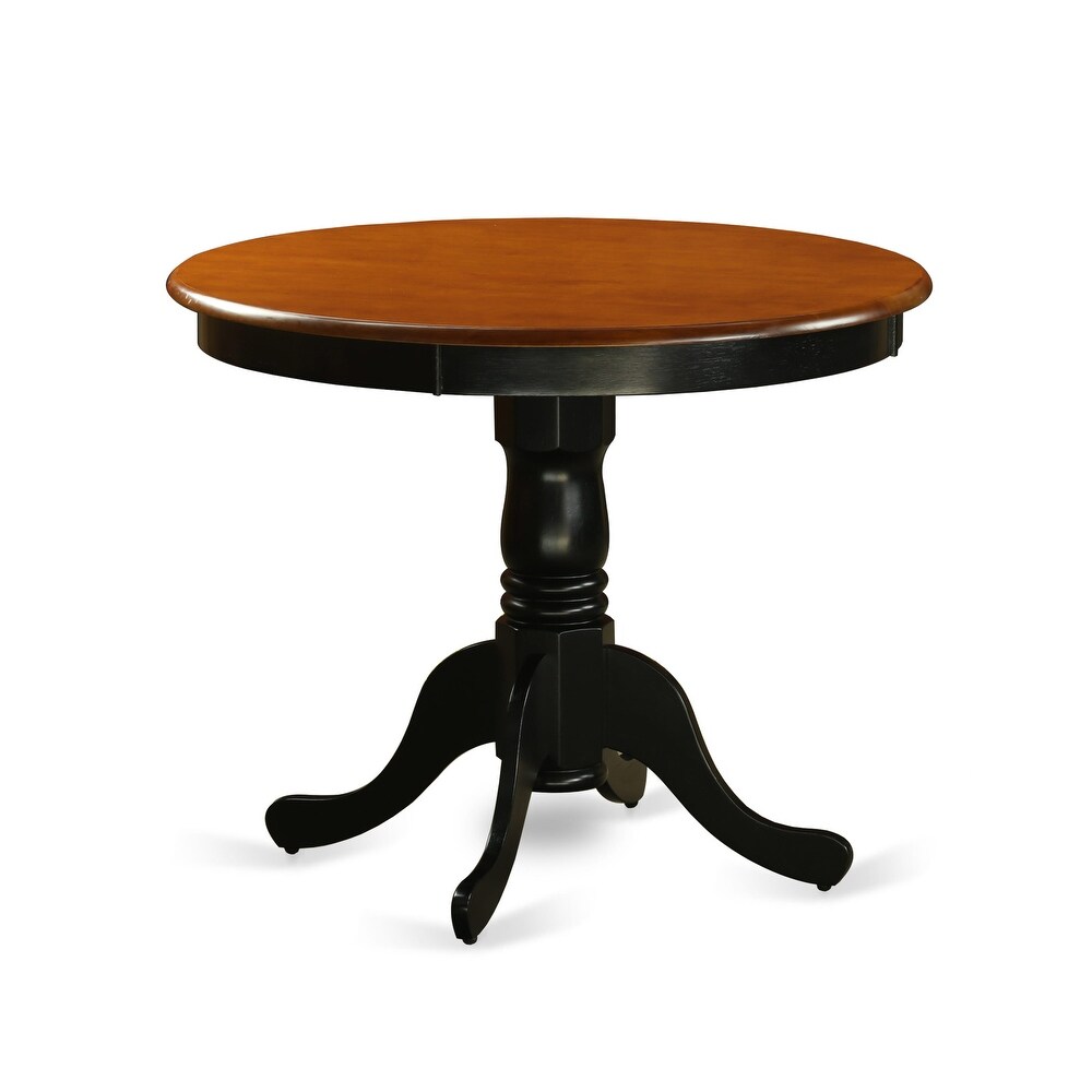 East West Furniture Kitchen Dining Table   a Round Solid Wood Table Top with Pedestal Base  36x36 Inch  (Finish Options)