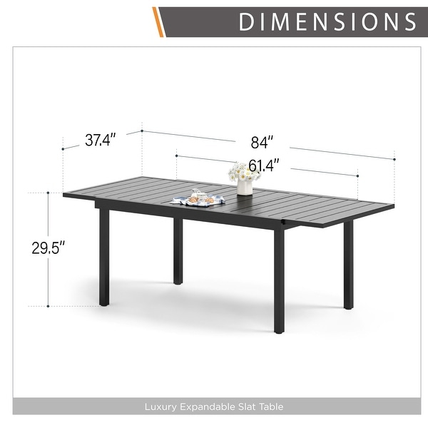 MAISON ARTS 7/9Piece Outdoor Patio Dining Set，6/8 Metal Swivel Dining Chairs，1 Rectangular Expandable Table