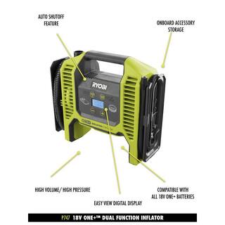 RYOBI ONE+ 18V Cordless Dual Function Portable InflatorDeflator and 1.5 Ah Lithium-Ion Battery P747-PBP002