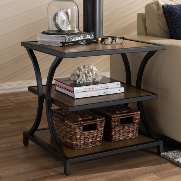 Rustic Brown and Black End Table by Baxton Studio