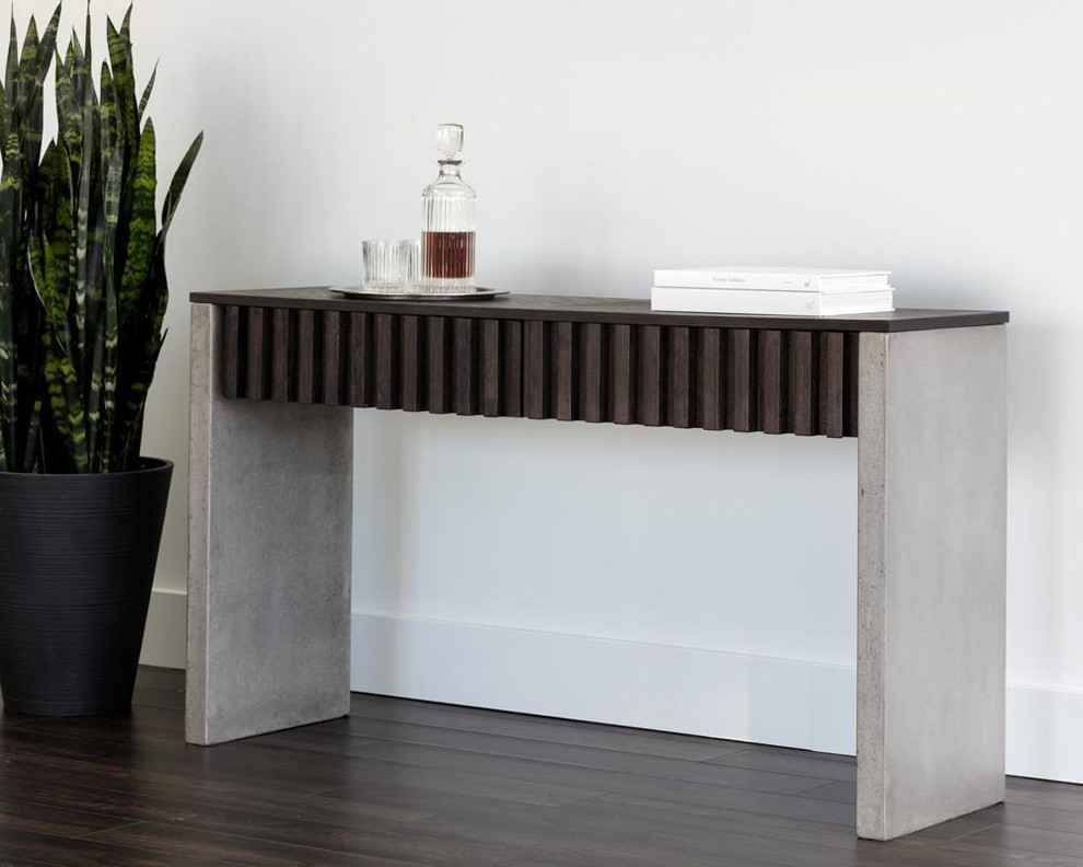 Halford Concrete and Wood Console Table   Industrial   Console Tables   by Rustic Edge  Houzz