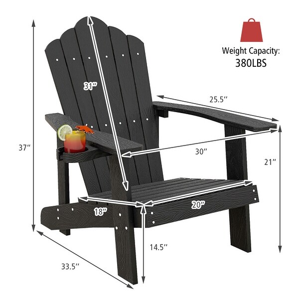 Gymax Patio HIPS Outdoor Weather Resistant Slatted Chair Adirondack