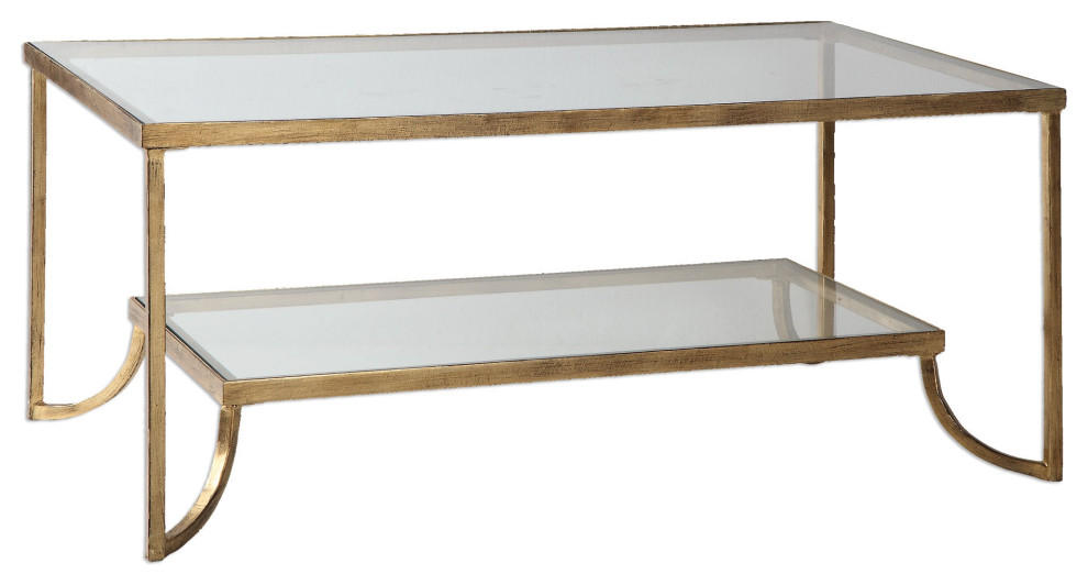 Uttermost Katina Gold Leaf Coffee Table   Contemporary   Coffee Tables   by Hudson Home Decor  Houzz