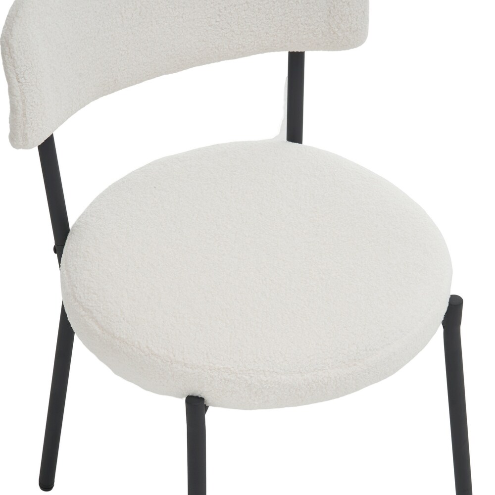 Set of 2 Mid Century Modern Teddy Fabric Upholstered Dining Chairs