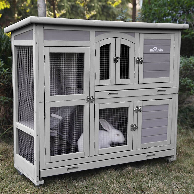 Aivituvin 42.1-in Two Story Indoor and Outdoor Rabbit Hutch